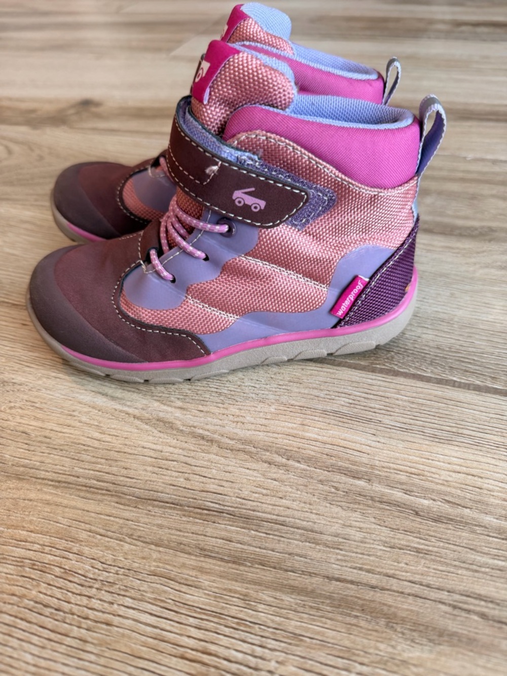 See Kai Run Brown, Pink & Purple Kids High-Top Boots - Picture 3 of 11